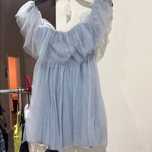 Show Me Your MuMu Light Blue Tulle Mini Dress